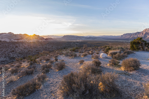 Fototapeta Naklejka Na Ścianę i Meble -  Sunrise behind Calico Rocks at Red Rock Canyon National Conservation Area near Las Vegas, Nevada.
