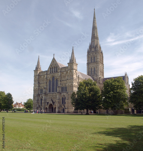 Iconic Salisbury Cathedral in Wiltshire, England