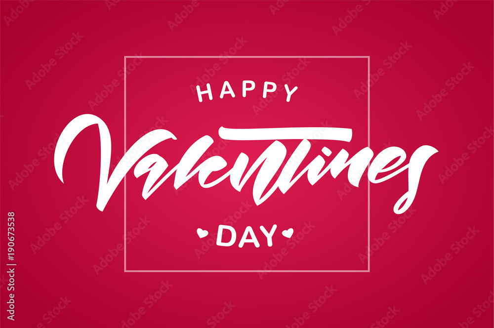 Greeting card with lettering composition of Happy Valentine's Day on red background
