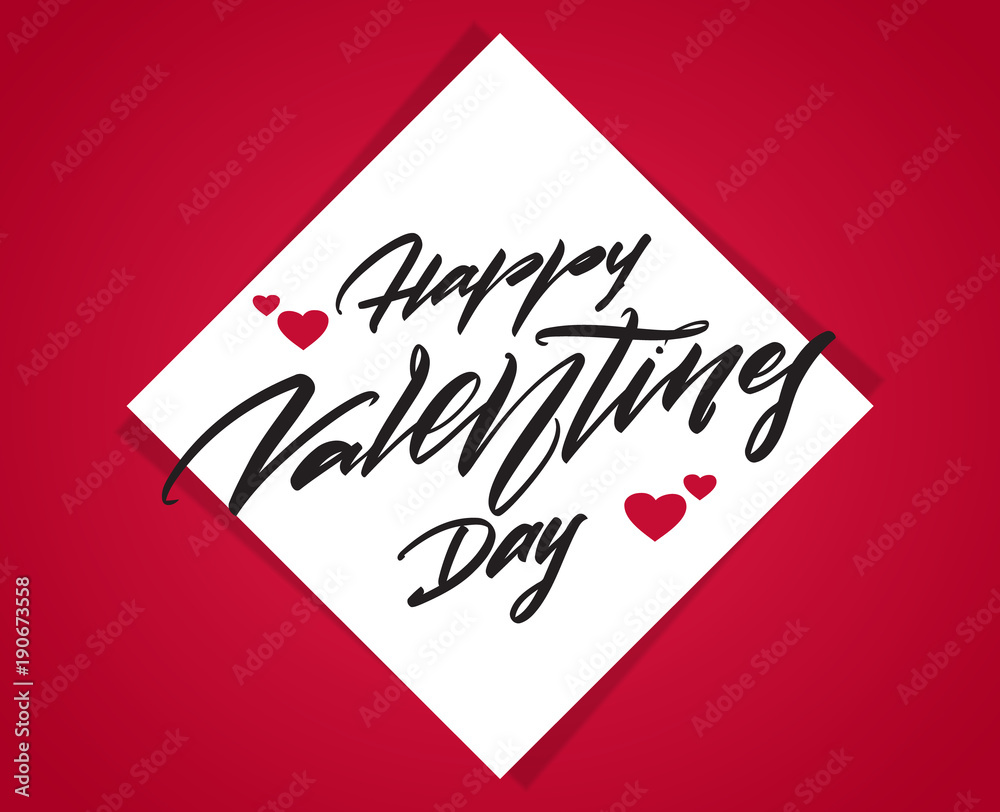Hand drawn modern brush calligraphic lettering of Happy Valentines Day on white sticker background. Hand drawn modern brush calligraphic lettering of Happy Valentines Day on white sticker background.