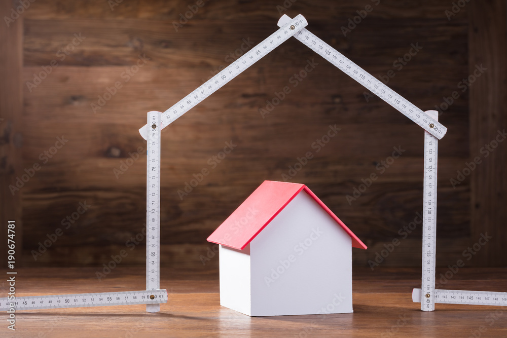 House Model Under The House Made With Measuring Tape House Model Under The House Made With Measuring Tape