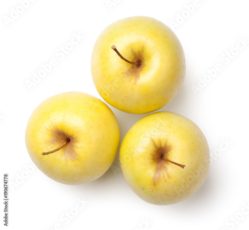 Golden Delicious Apples Isolated on White Background