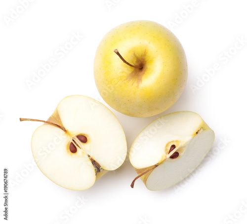 Golden Delicious Apples Isolated on White Background