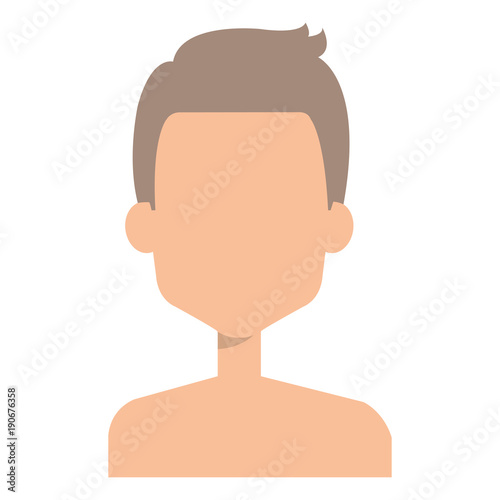young man shirtless avatar character vector illustration design