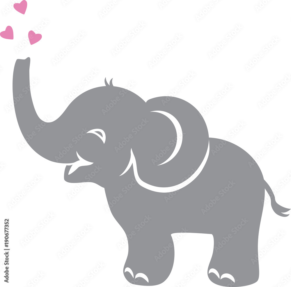 Fototapeta premium Śmieszne słoniątko z sercami