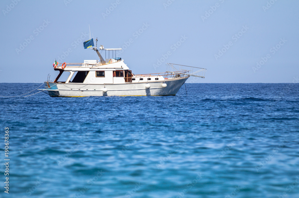 Small fishing boat in the sea