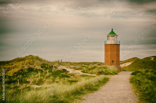 Quermarkenfeuer Roter Sand bei Kampen af Sylt, Vintage Look