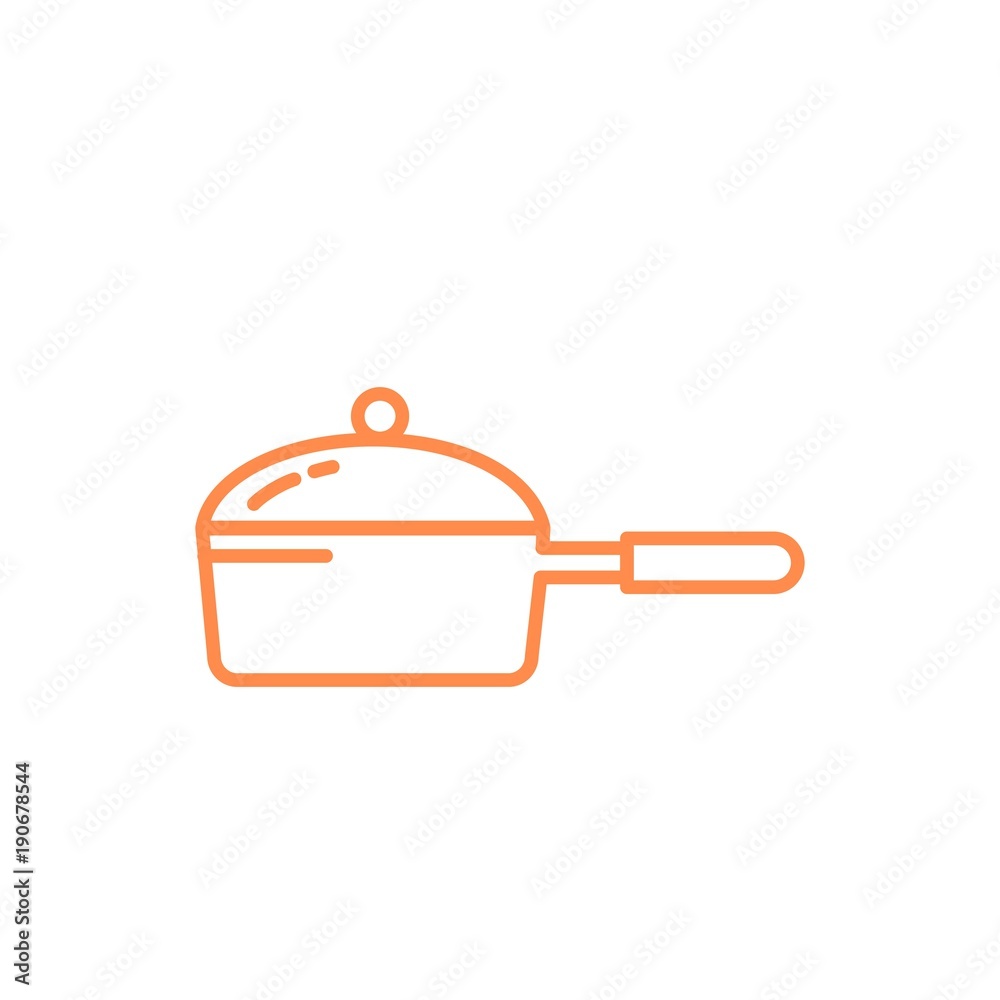Fototapeta premium Frying Pan with Cover icon. Kitchen appliances for cooking Illustration. Simple thin line style symbol.
