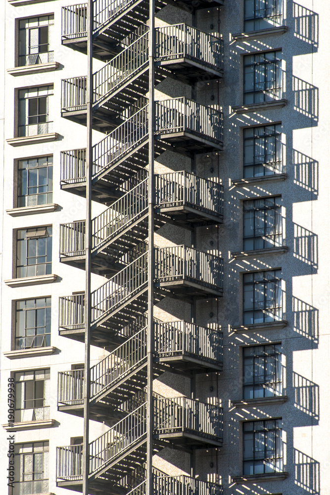 Obraz premium emergency evacuation metallic stairs on building in Sao Paulo