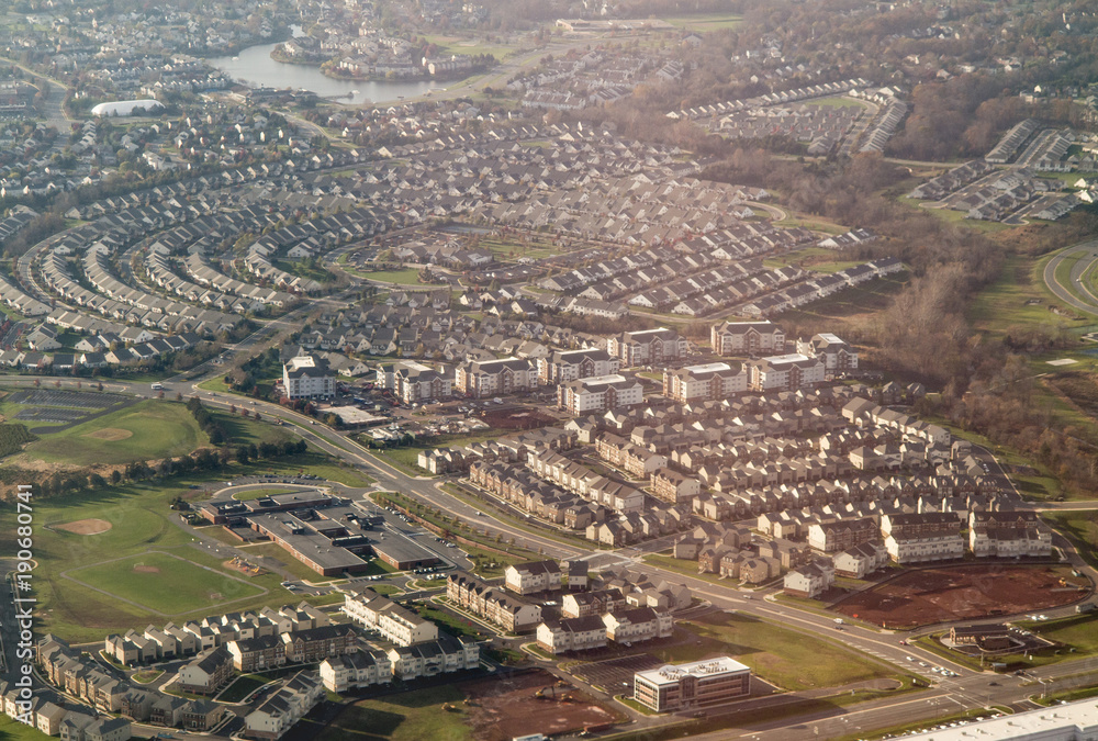 Aerial view of Sterling, Virginia, a suburb of Washington D C.