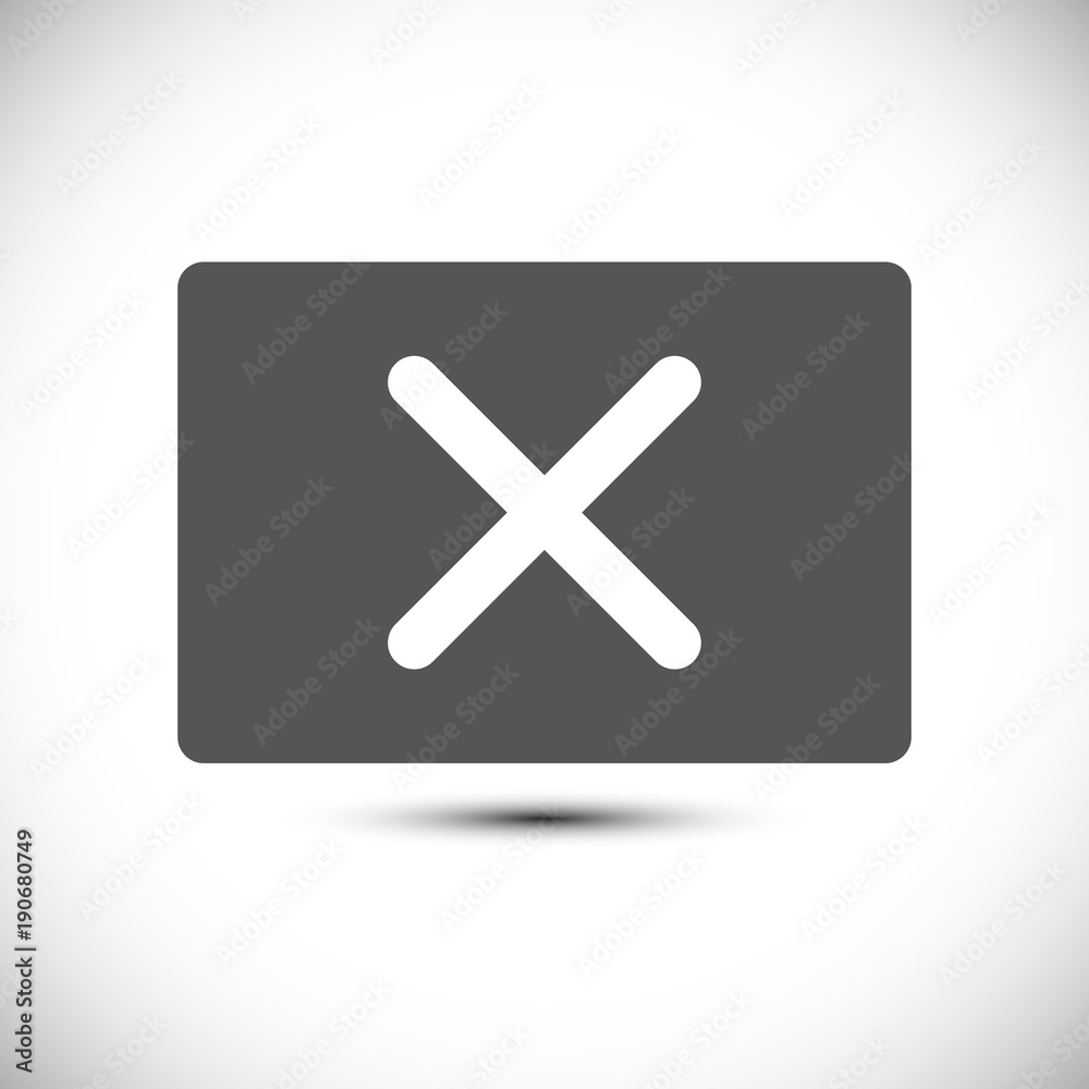Obraz premium Close rectangle flat icon delete remove vector sign illustration