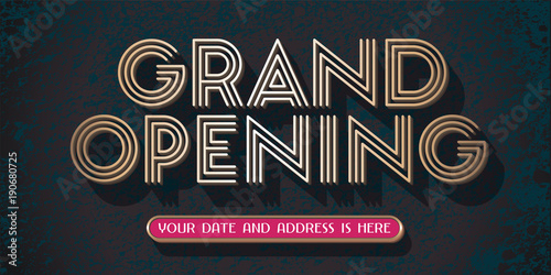 Grand opening vector banner, illustration