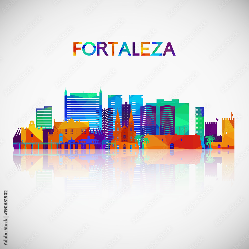 Fortaleza skyline silhouette in colorful geometric style. Symbol for your design. Vector illustration.
