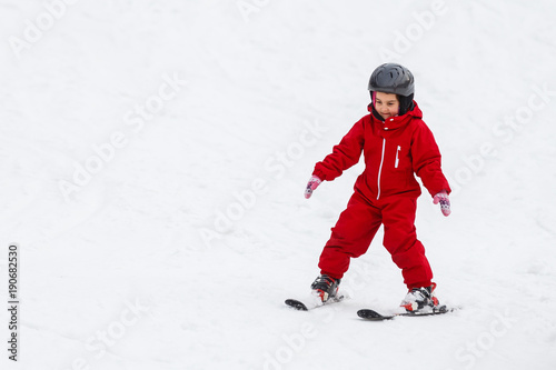 Little girl learning ski