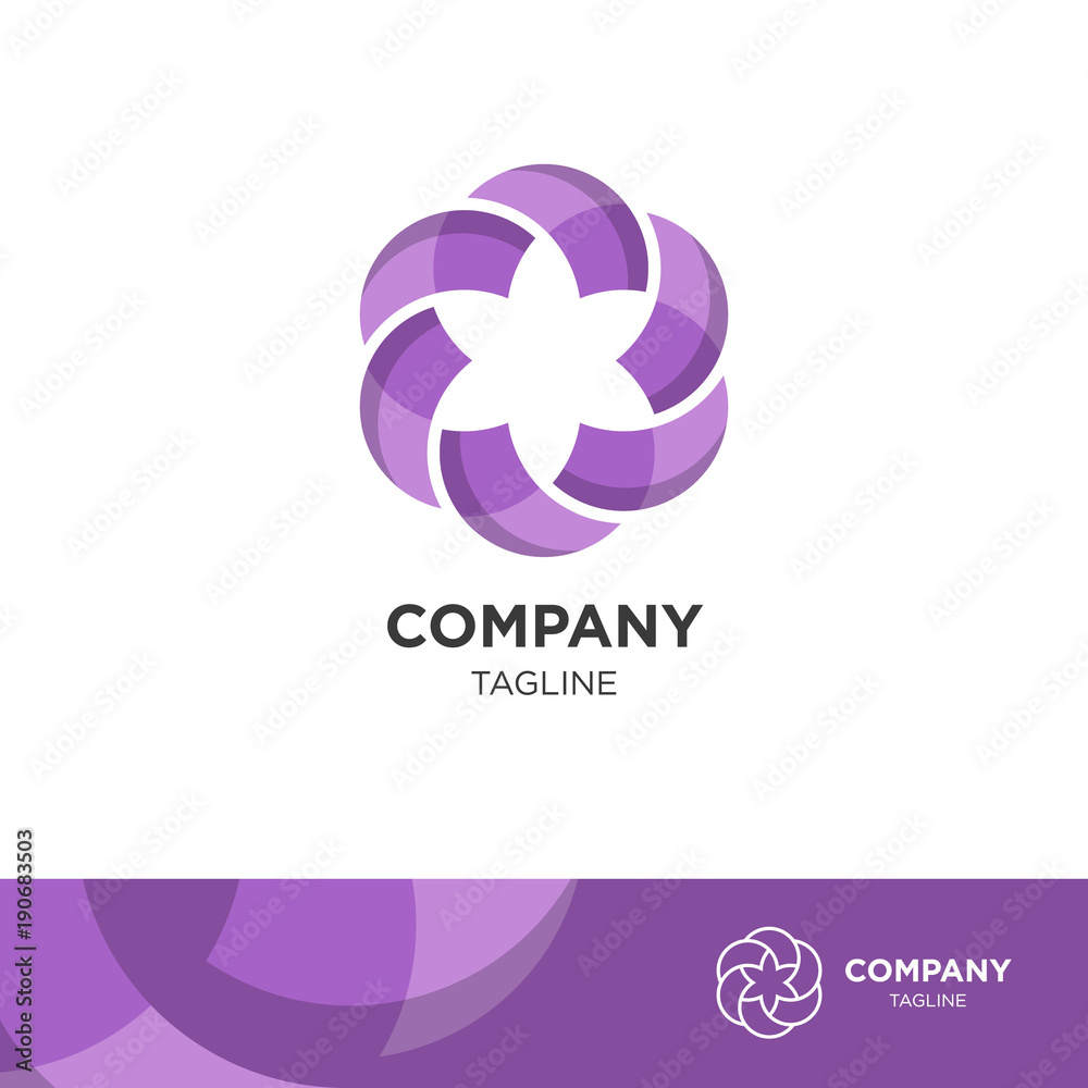 Circle Logo With Six Petals Flower Inside Circle Logo With Six Petals Flower Inside