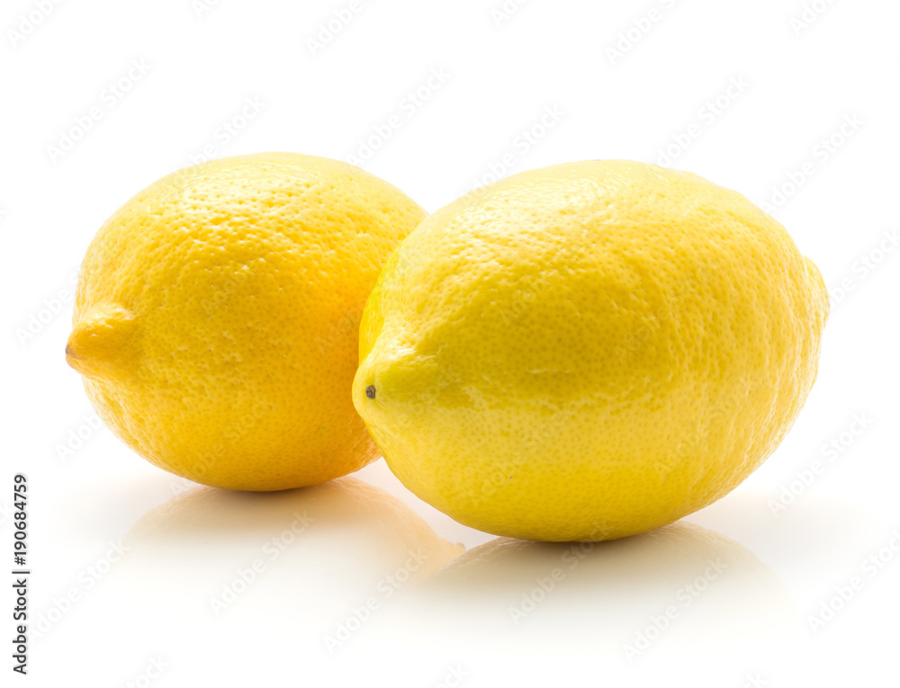 Two yellow lemons isolated on white background. Two yellow lemons isolated on white background.