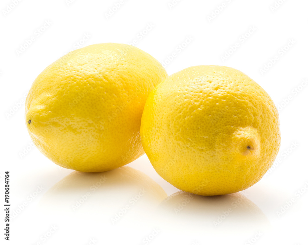 Two lemons isolated on white background yellow ripe. Two lemons isolated on white background yellow ripe.