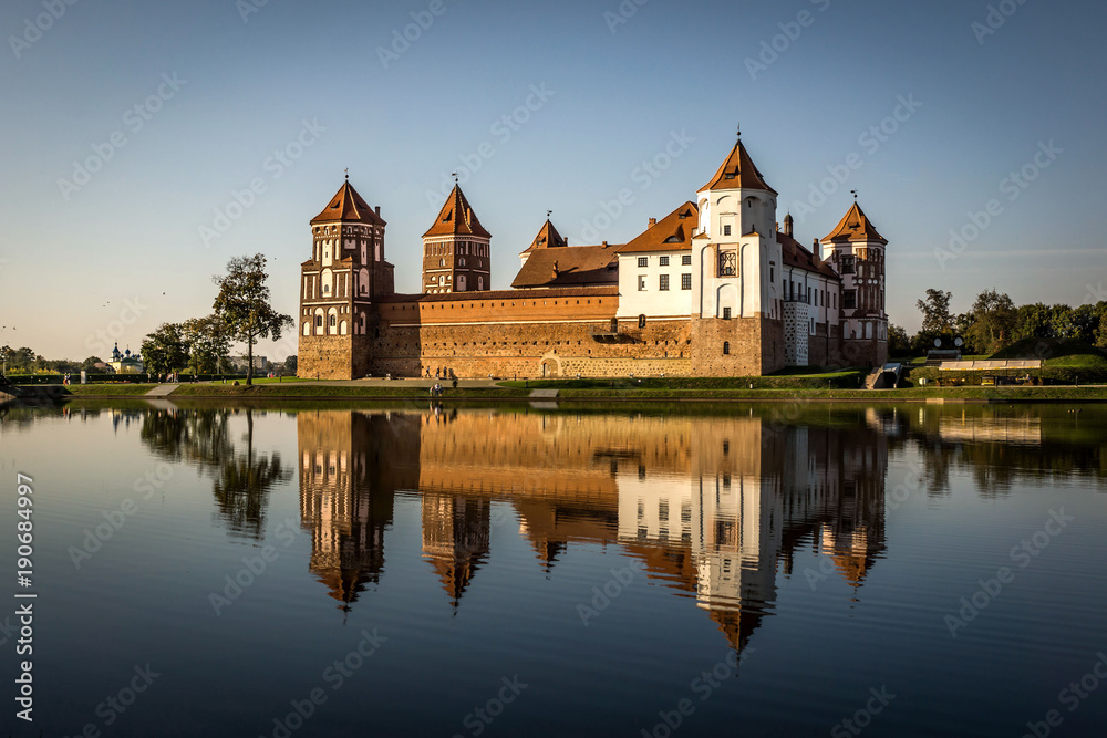 The old red castle of Mir, Belarus. 100 km from Minsk.