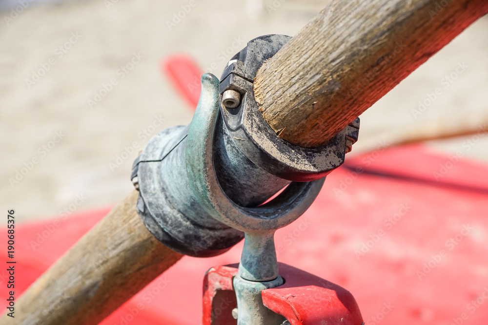 support and hook with the oar of the boat support and hook with the oar of the boat