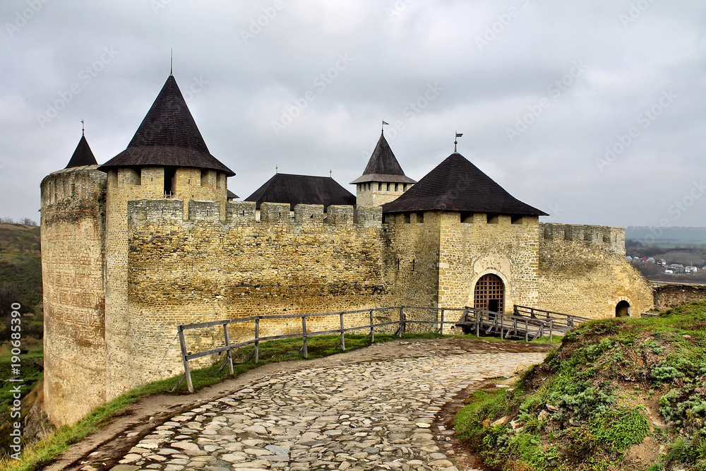 Fortress in Khotyn Ukraine, famous place and travel route