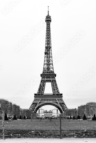 The Eiffel Tower in Paris, France - Black and White