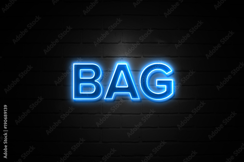 Bag neon Sign on brickwall