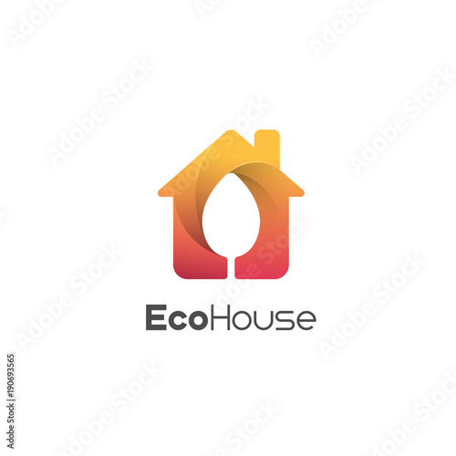 Eco House Logo (Chimney House Icon & Leaf)