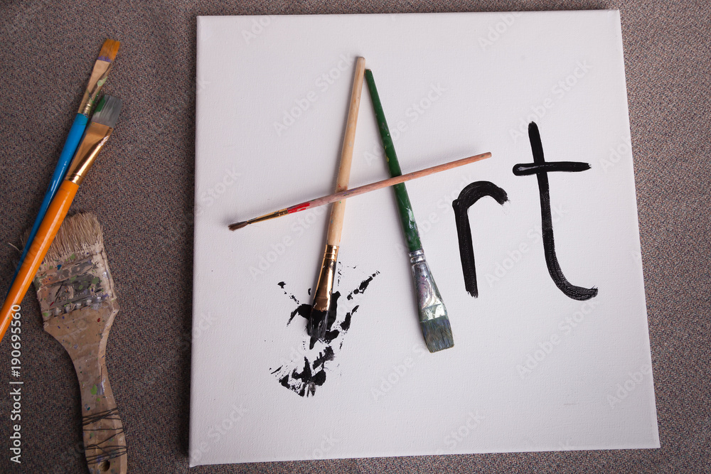 the word art written in paint brushes and paint Stock Photo Adobe Stock