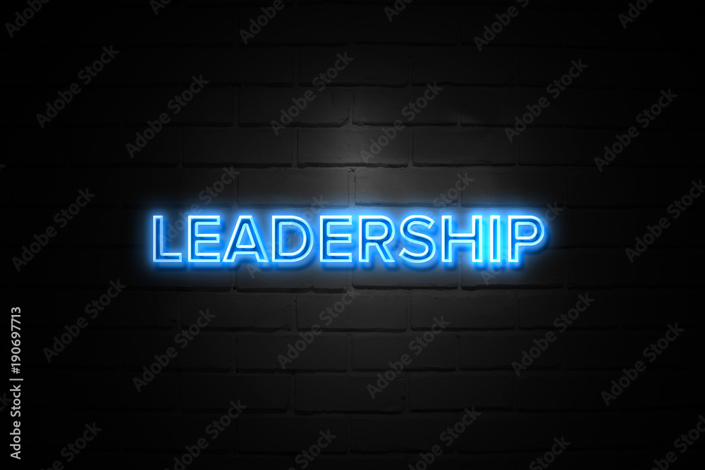 Leadership neon Sign on brickwall Leadership neon Sign on brickwall