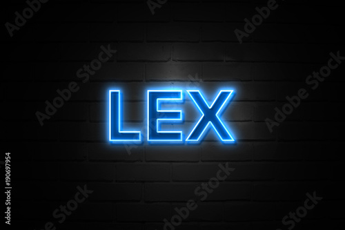 Lex neon Sign on brickwall photo