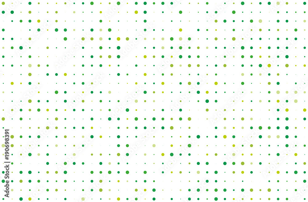 Dotted background with circles, dots, point different size, scale. Halftone pattern. Green on white color Vector illustration Dotted background with circles, dots, point different size, scale. Halftone pattern. Green on white color Vector illustration