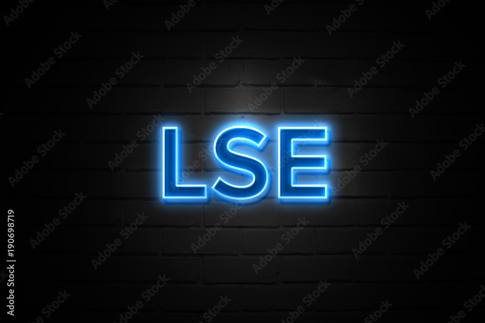 Lse neon Sign on brickwall Lse neon Sign on brickwall