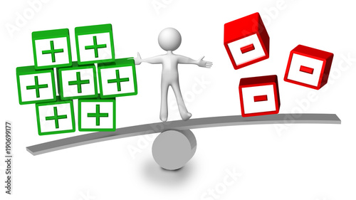 Foto positive plus yes character isolated in white background - 3d rendering