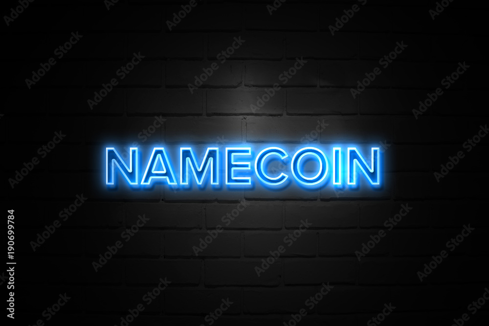 Namecoin neon Sign on brickwall Namecoin neon Sign on brickwall