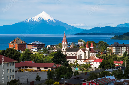 Town of Puerto Varas with volcano Osorno on the background. Chile photo