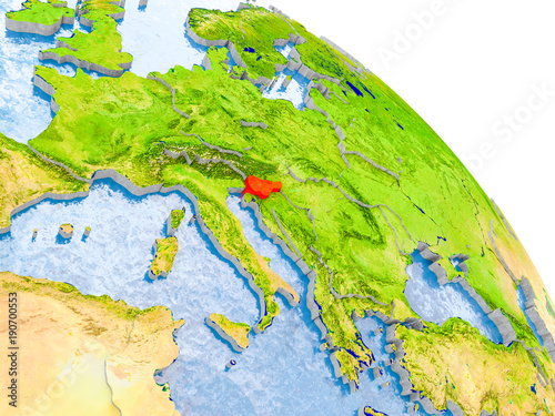 Slovenia in red model of Earth