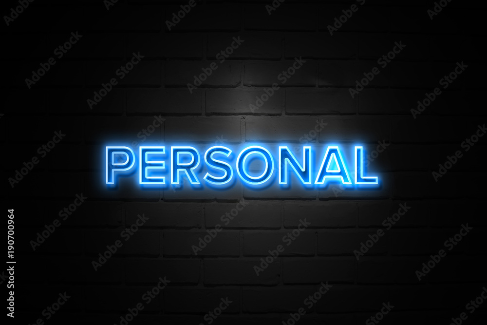 Personal neon Sign on brickwall Personal neon Sign on brickwall