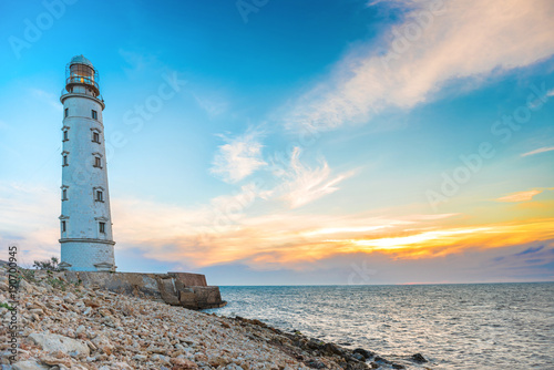 Lighthouse at sea coast