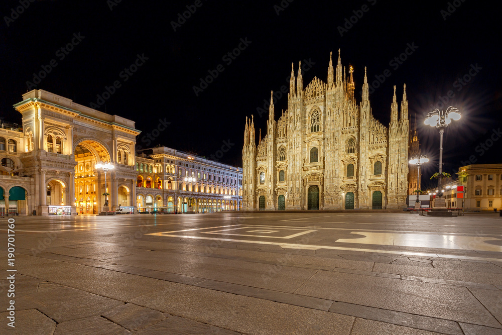 Milan. Cathedral of the Nativity of the Virgin Mary at dawn.