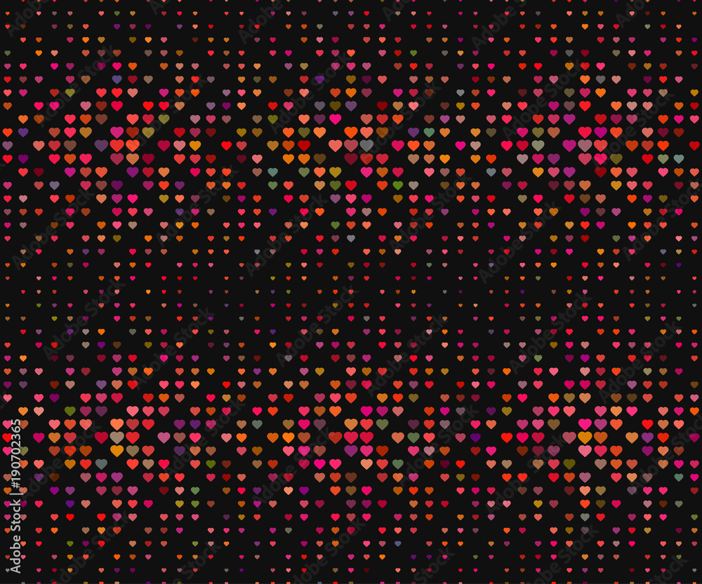 Halftone seamless pattern, dotted backdrop with heart pop art style. St. Valentine's Day background. Vector illustration