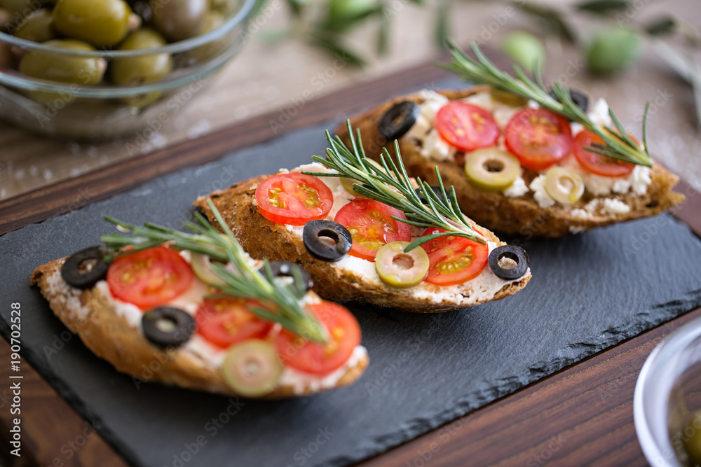 healthy food- plate of bruschetta. healthy food- plate of bruschetta.