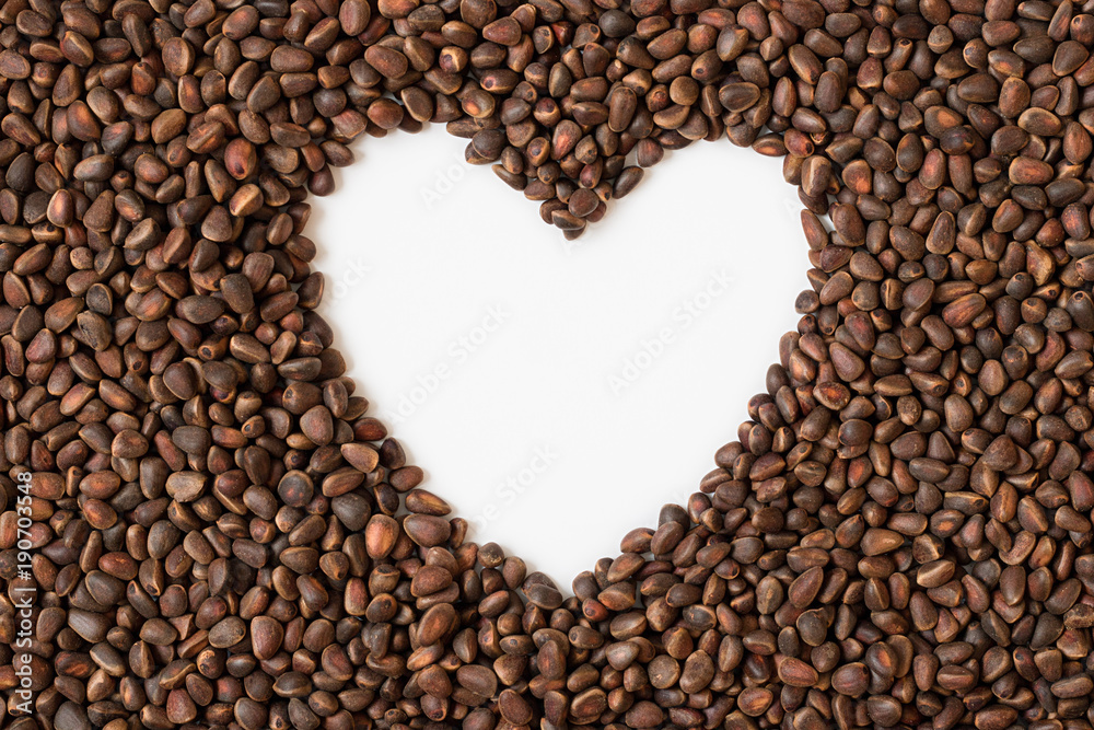 Pine, Nut, Seed, Cedar, Brown, Natural, Food, Heart, White,