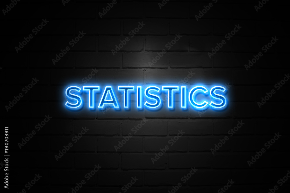Statistics neon Sign on brickwall