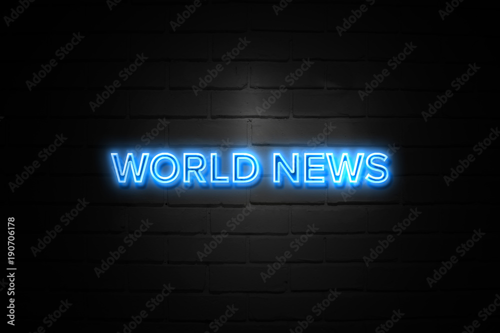 World News neon Sign on brickwall World News neon Sign on brickwall