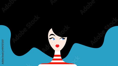 Illustration of black-haired woman