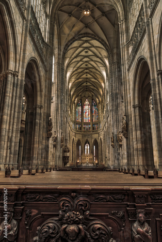 The gorgeus nave of the Sain Vitus Cathedral, Prague