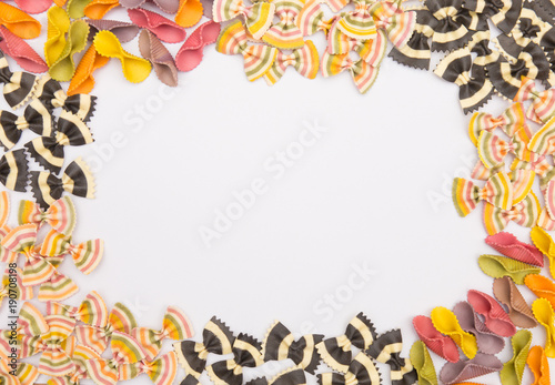 clorful pasta white background