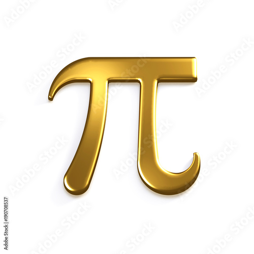 Pi Number Gold Mathematical Symbol. 3D Render Illustration