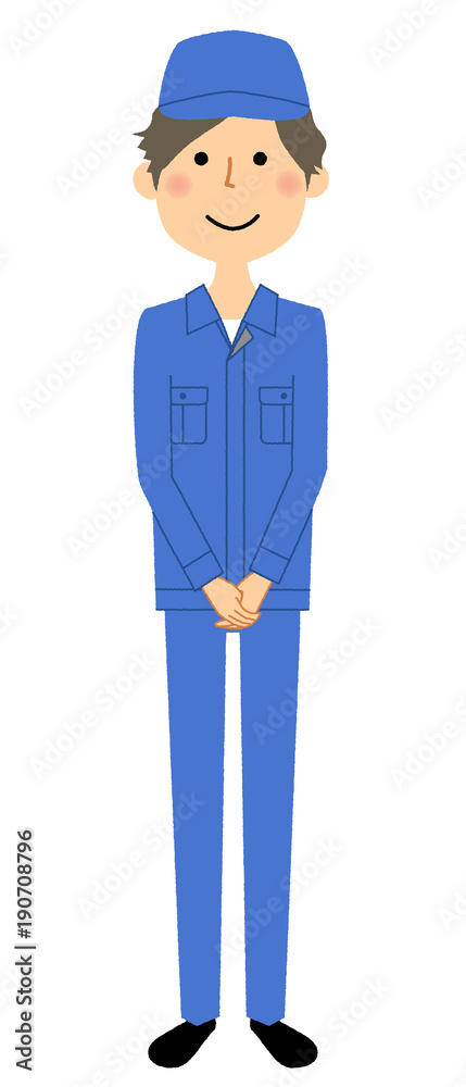 作業服の男性 あいさつ 作業服の男性 あいさつ