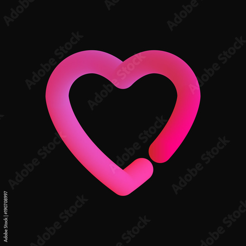 Vector realistic isolated fluid design heart for decoration and covering on the black background. Concept of Happy Valentine s Day.